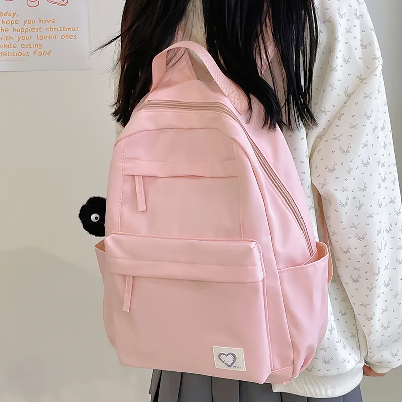 WICKBUEN Nylon Backpack Unisex White/Black/Blue/Pink-22