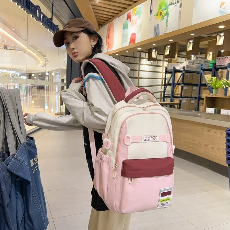 WICKBUEN Nylon Backpack Regular Unisex Black/Pink/Khaki/Green-8
