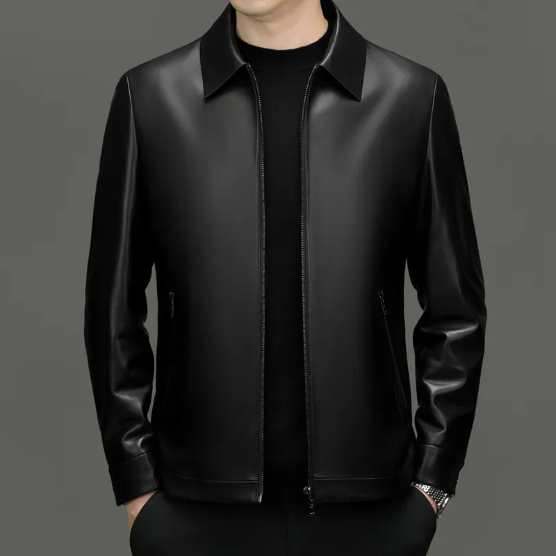 PIERRE CARDIN Leather Jacket Men's Black-5