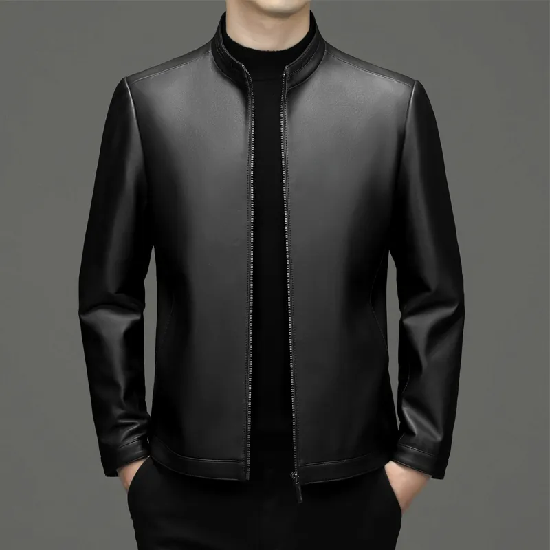 PIERRE CARDIN Leather Jacket Men's Black-1