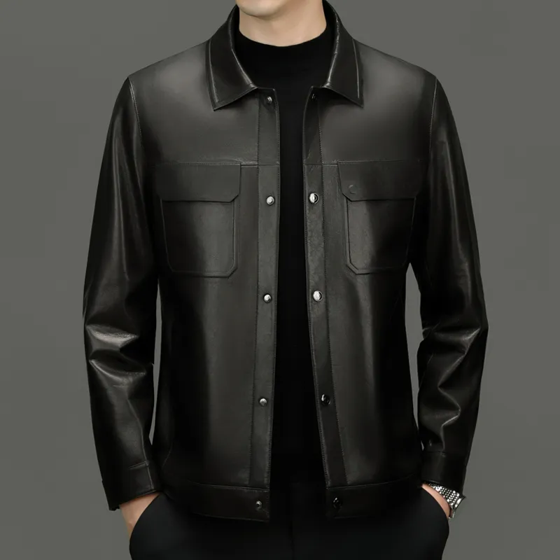 PIERRE CARDIN Leather Jacket Men's Black-3