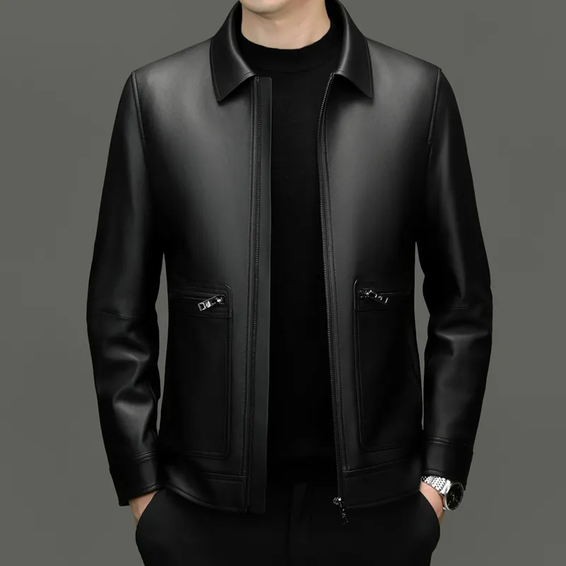 PIERRE CARDIN Leather Jacket Men's Black-2