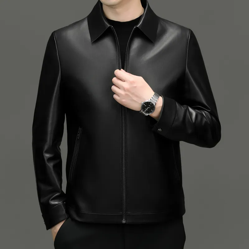 PIERRE CARDIN Leather Jacket Men's Black-3