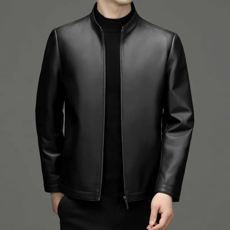 PIERRE CARDIN Leather Jacket Men's Black-3