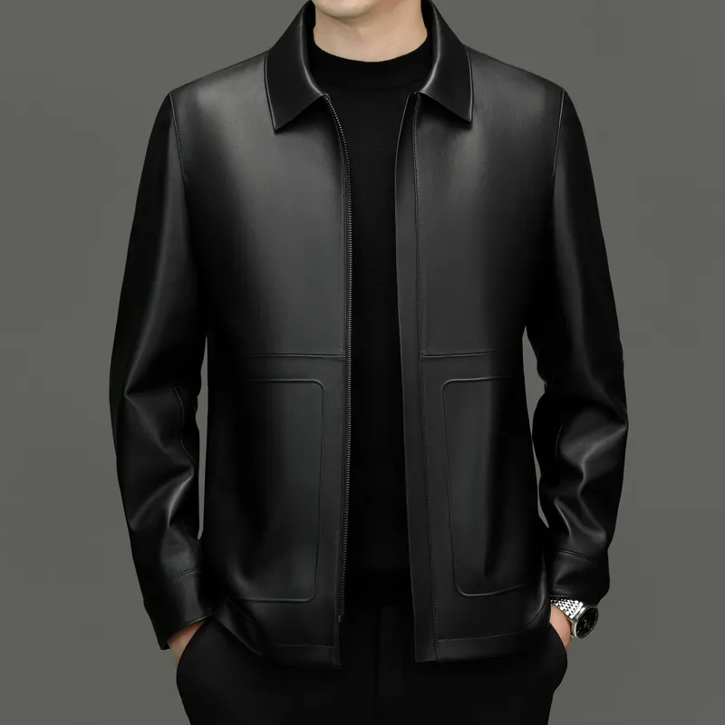 PIERRE CARDIN Leather Jacket Men's Black-2