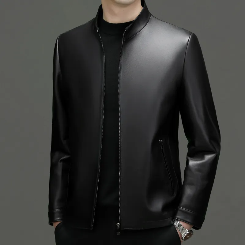 PIERRE CARDIN Leather Jacket Men's Black-4