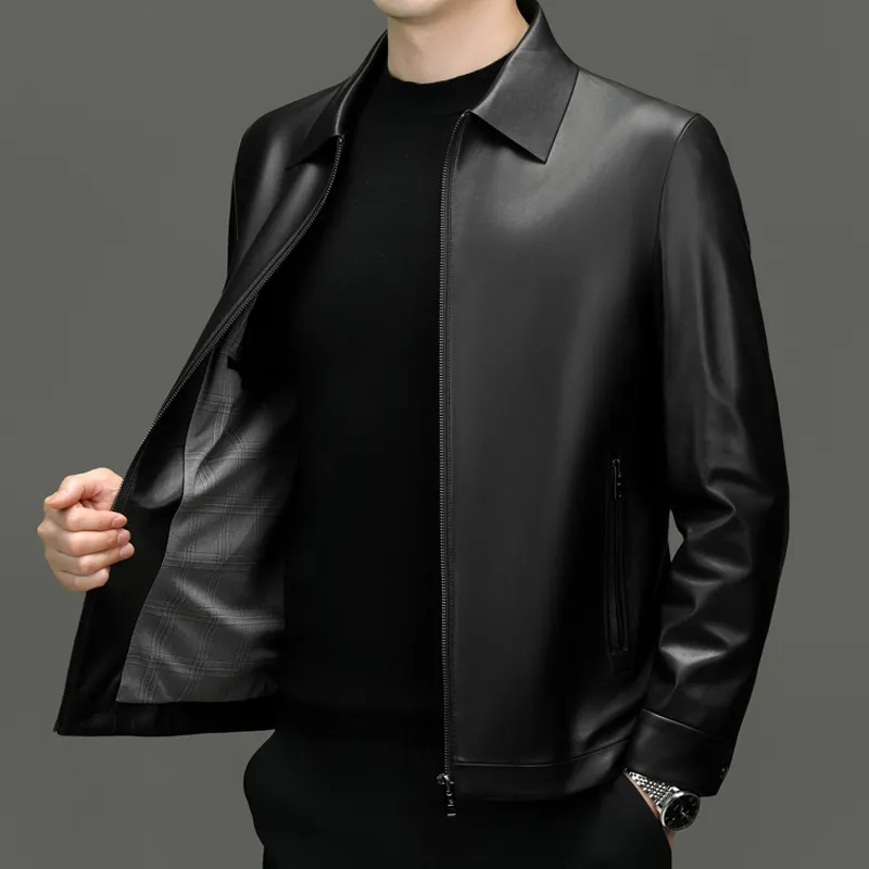PIERRE CARDIN Leather Jacket Men's Black-2
