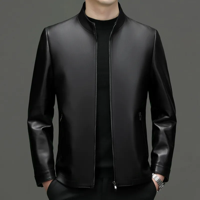 PIERRE CARDIN Leather Jacket Men's Black-2