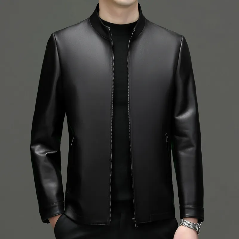 PIERRE CARDIN Leather Jacket Men's Black-3