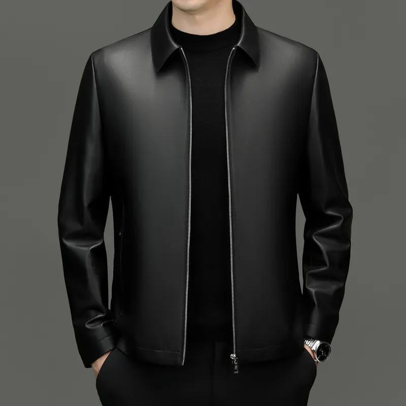 PIERRE CARDIN Leather Jacket Men's Black-2