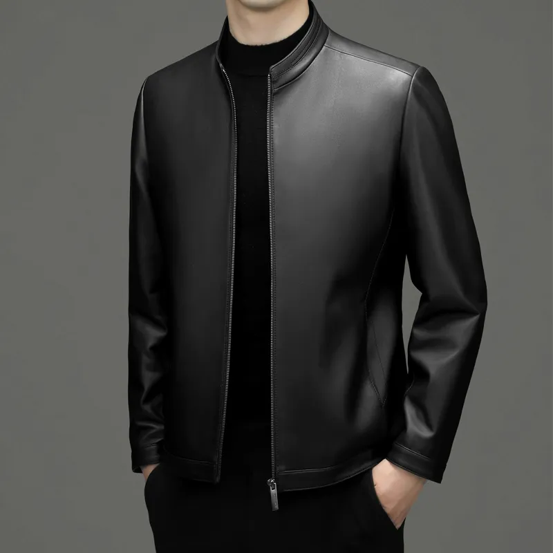 PIERRE CARDIN Leather Jacket Men's Black-2