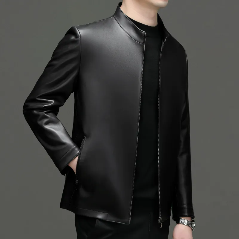 PIERRE CARDIN Leather Jacket Men's Black-6