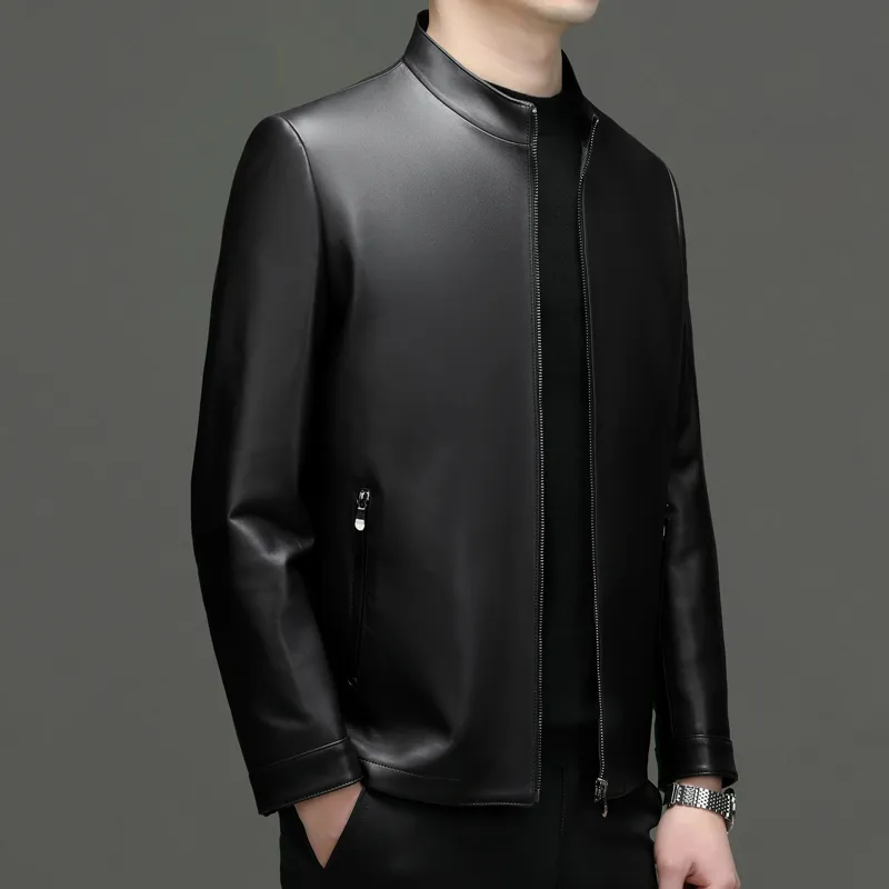 PIERRE CARDIN Leather Jacket Men's Black-7