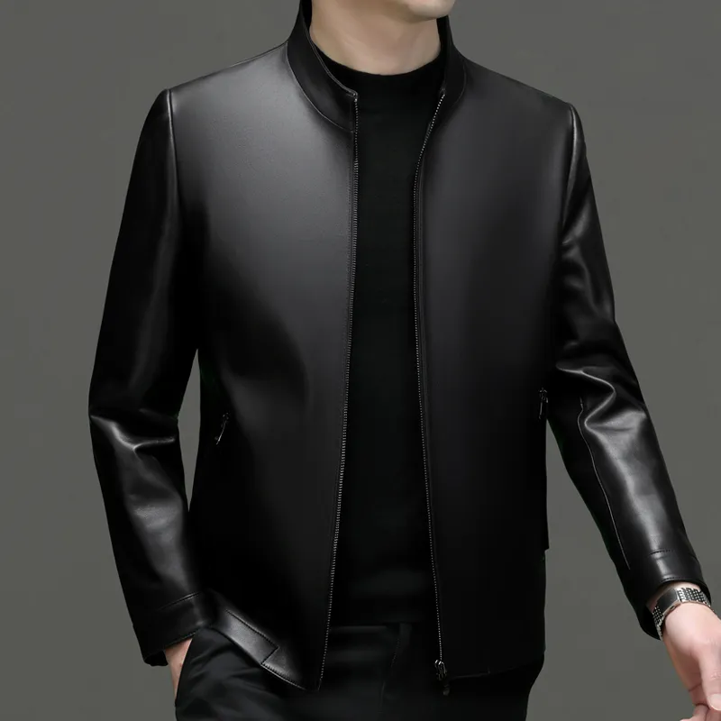 PIERRE CARDIN Leather Jacket Men's Black-8