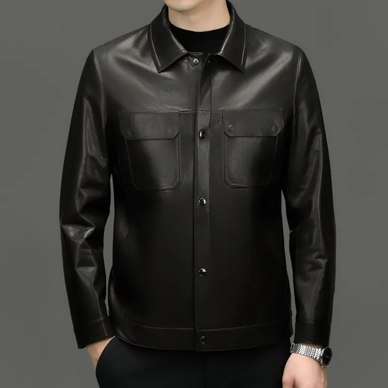 PIERRE CARDIN Leather Jacket Men's Black-2