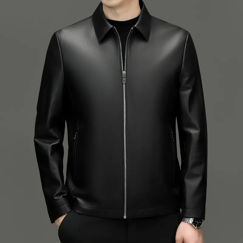 PIERRE CARDIN Leather Jacket Men's Black-3