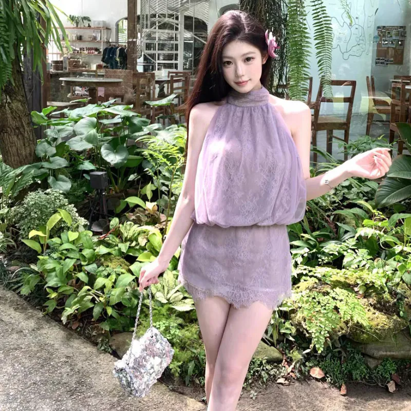 Fashion Sleeveless Dress Women's Dreamy Purple-2