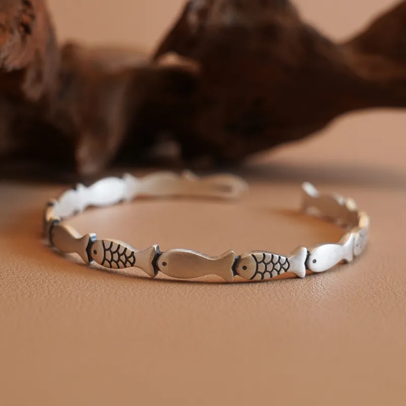 Original Summer 999 Fine Silver Bangles Women's-1