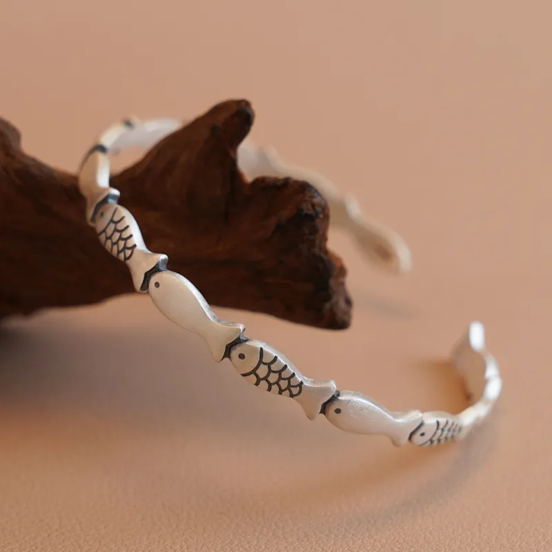 Original Summer 999 Fine Silver Bangles Women's-4