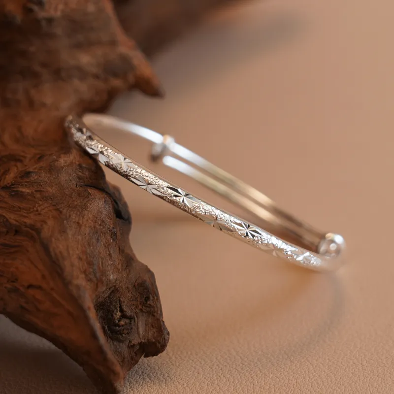 Original Summer 999 Fine Silver Bangles Women's-3