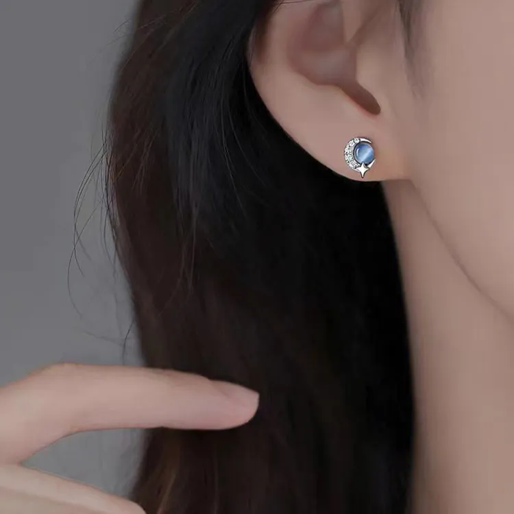 JONNY MOORE 925 Sterling Silver With Zircon Stud Earrings Women's-3