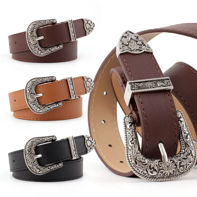 JONNY MOORE Alloy Leather Belts Women's 2.8cm-2