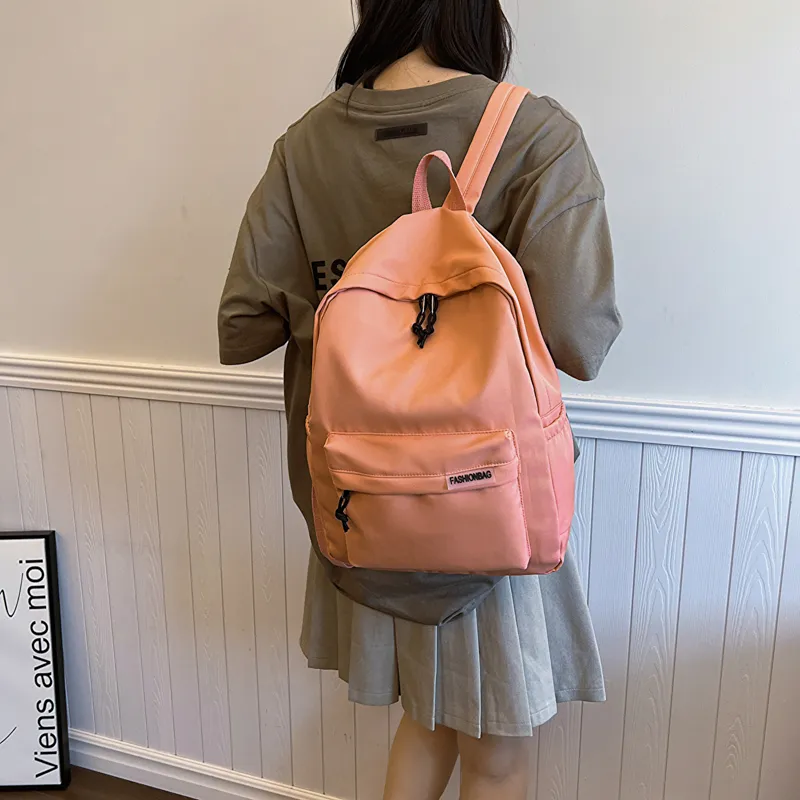 OURFUN Fabric Backpack Regular Unisex Ecru/Black/Orange Red/Violet/Yellow/Green/Blue/Pink-13