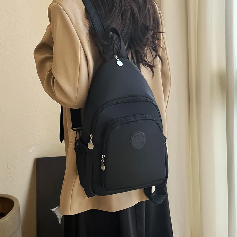 OURFUN Nylon Fabric Backpack Regular Unisex Mudra Color/Black/Khaki-5