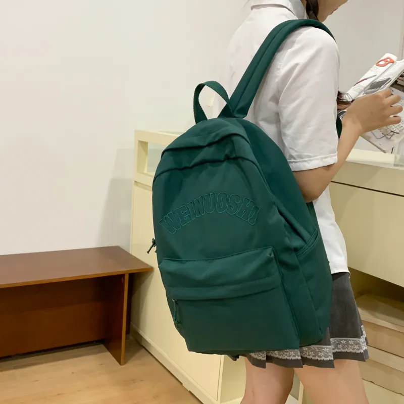 OURFUN Nylon Backpack Unisex White/Black/Orange Red/Red/Green-11