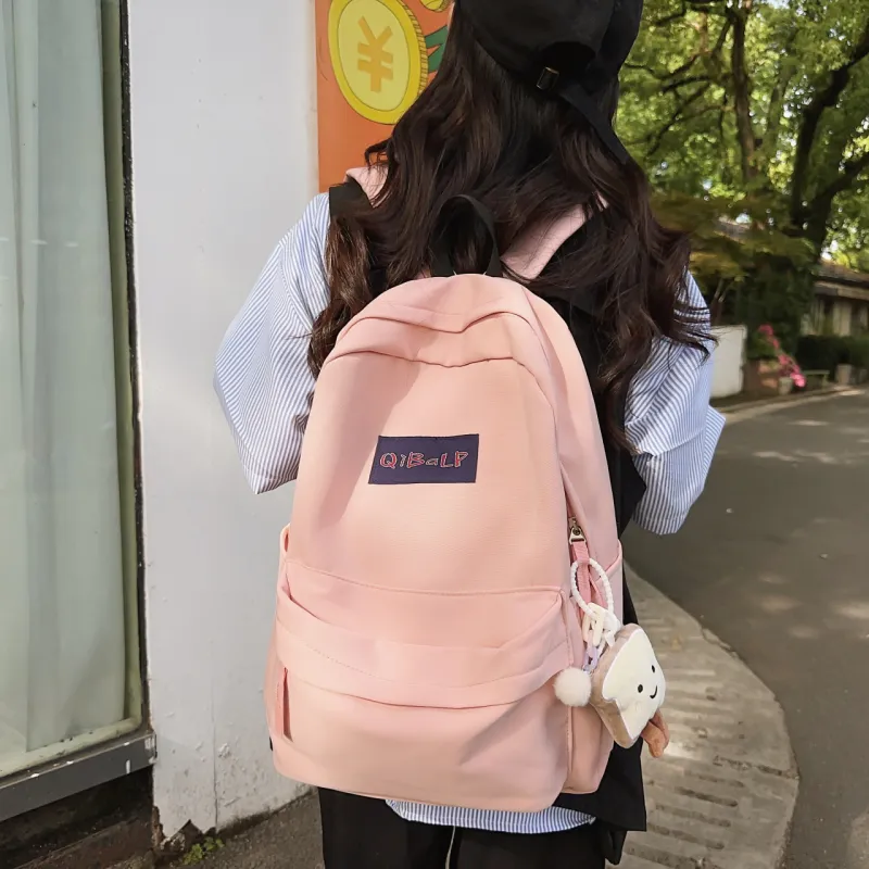 OURFUN Oxford Backpack Regular Unisex Black/Light Blue/Pink/Red/Navy Blue-5