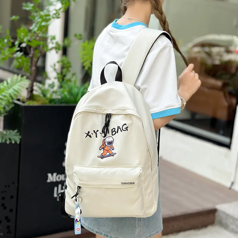 OURFUN Nylon Backpack Regular Women's Black/White/Pink/Light Green/Lake Blue-2