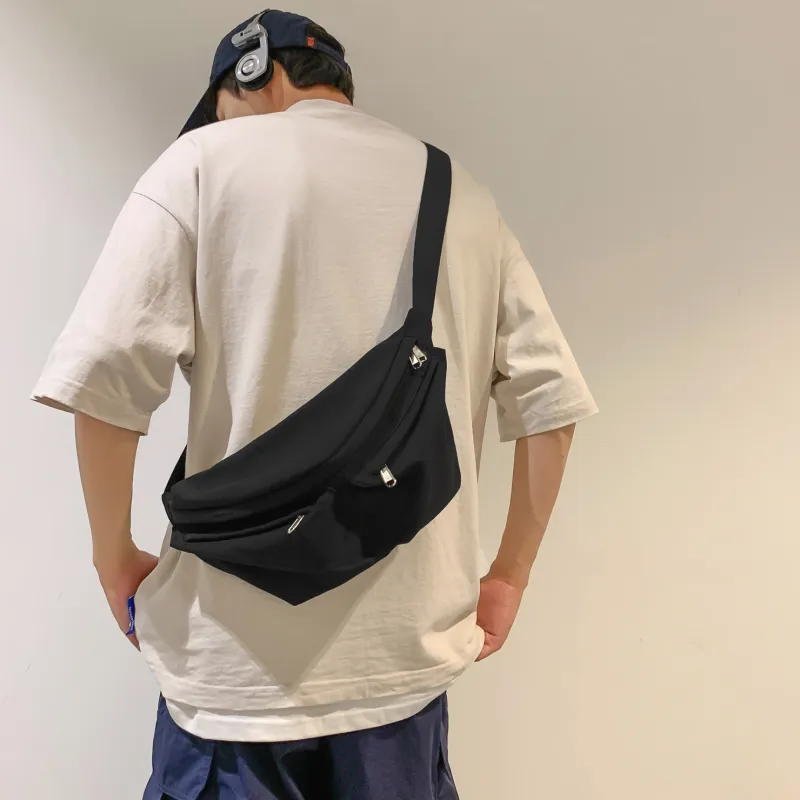 OURFUN Nylon Sling Bag Regular Unisex Gray/Black/White/Orange-5