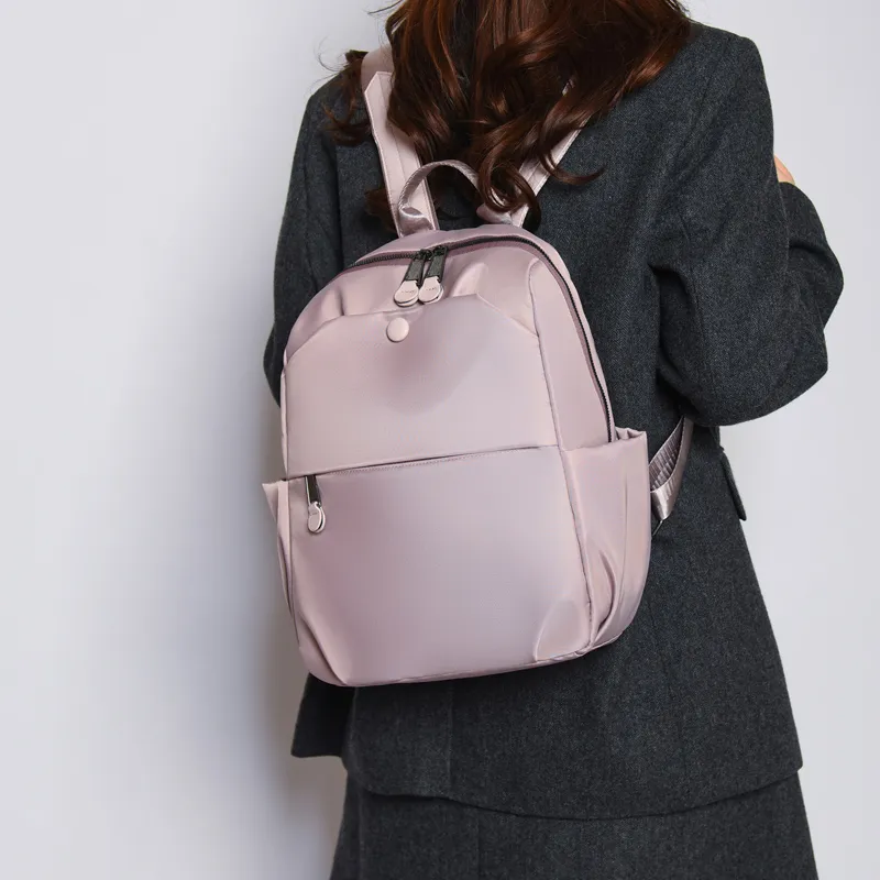 OURFUN Nylon Backpack Women's Ecru/Black/Purple/Khaki-8