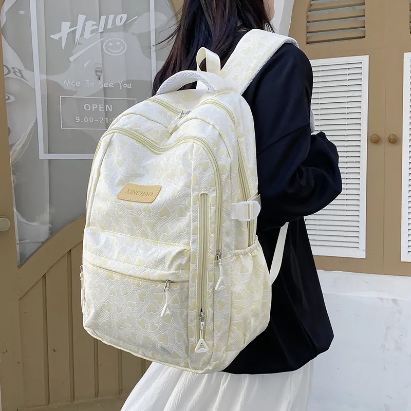 OURFUN Nylon Backpack Unisex Gray/Yellow/Green/Blue/Pink-5