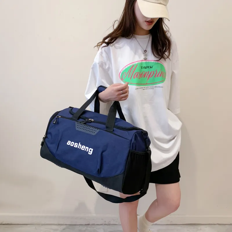 OURFUN Canvas Gym Bag Unisex Gray/Black/Burgundy/Royal Blue-12