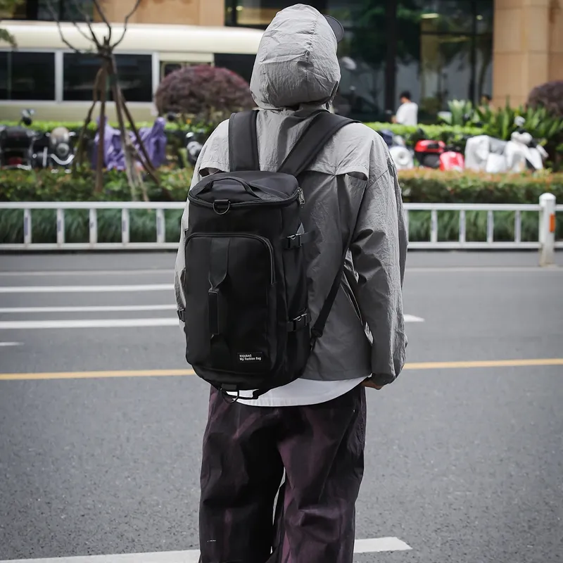 OURFUN Nylon Travel Bag Large Size Unisex White/Black-6