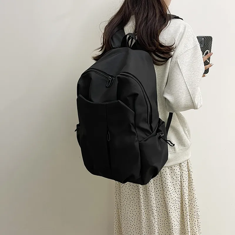 OURFUN Nylon Backpack Unisex White/Gray/Black/Burgundy-5
