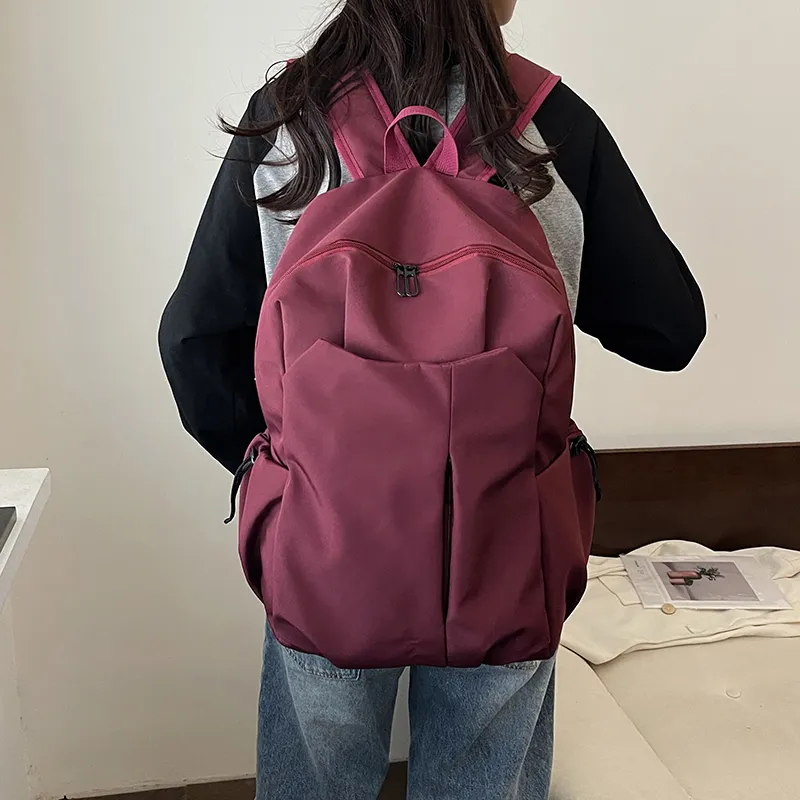 OURFUN Nylon Backpack Unisex White/Gray/Black/Burgundy-3