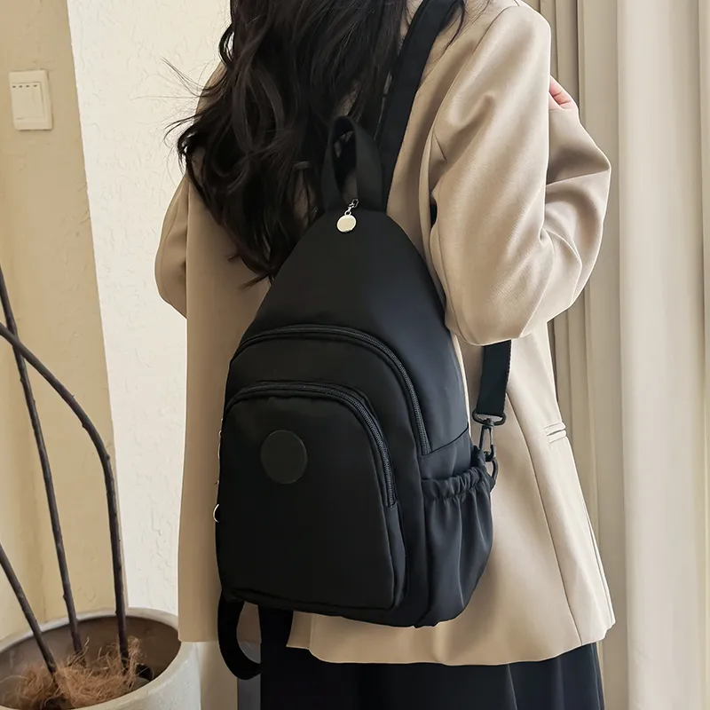 OURFUN Nylon Fabric Backpack Regular Unisex Mudra Color/Black/Khaki-4