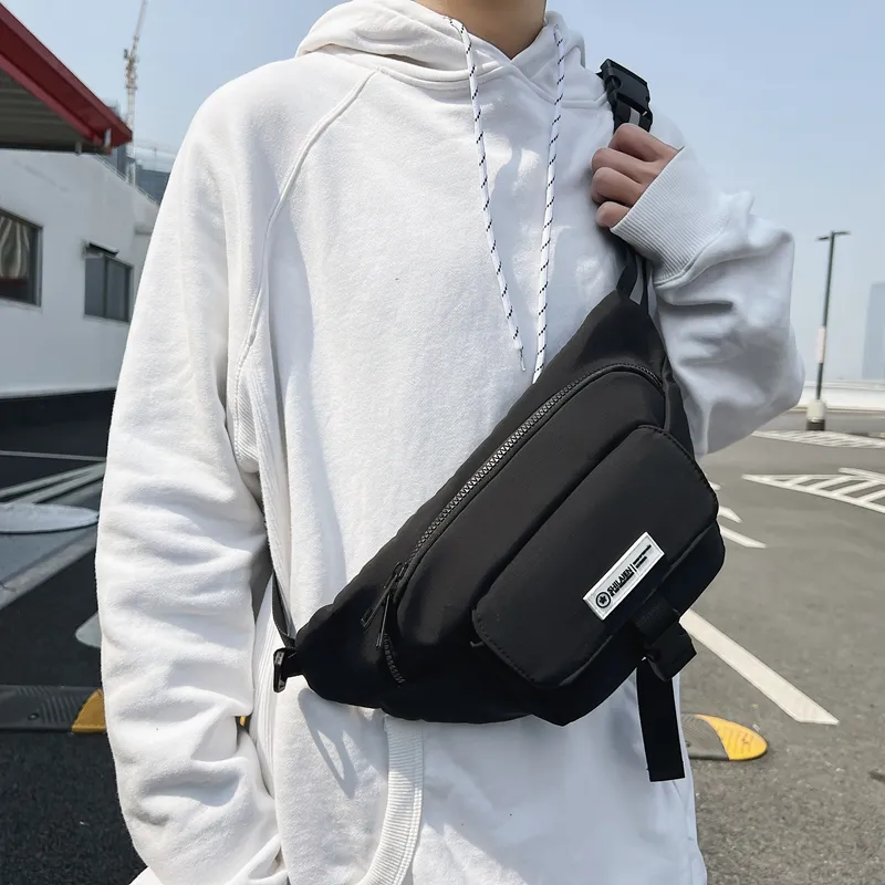 OURFUN Nylon Fabric Sling Bag Unisex White/Black/Red/Khaki-5