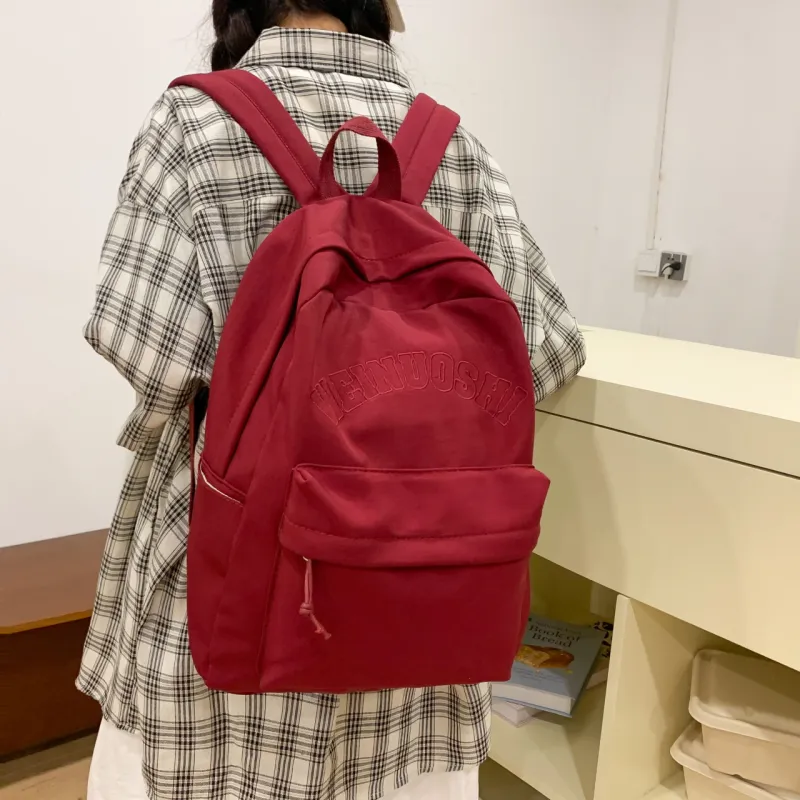 OURFUN Nylon Backpack Unisex White/Black/Orange Red/Red/Green-9
