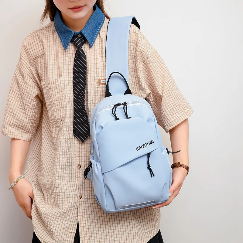 OURFUN Nylon Sling Bag Unisex White/Black/Green/Blue-7
