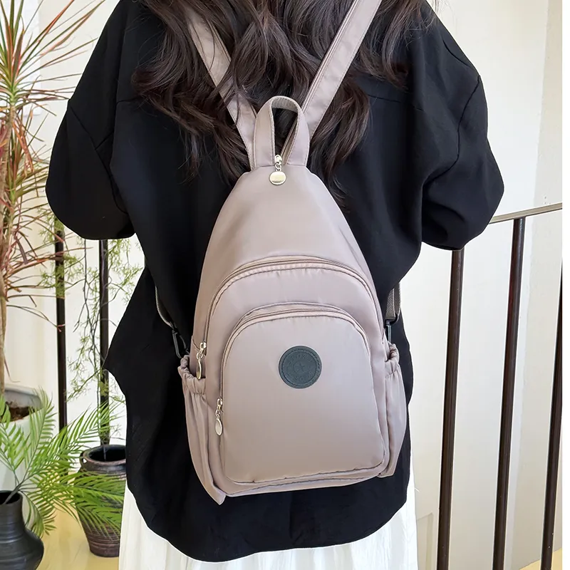 OURFUN Nylon Fabric Backpack Regular Unisex Mudra Color/Black/Khaki-7