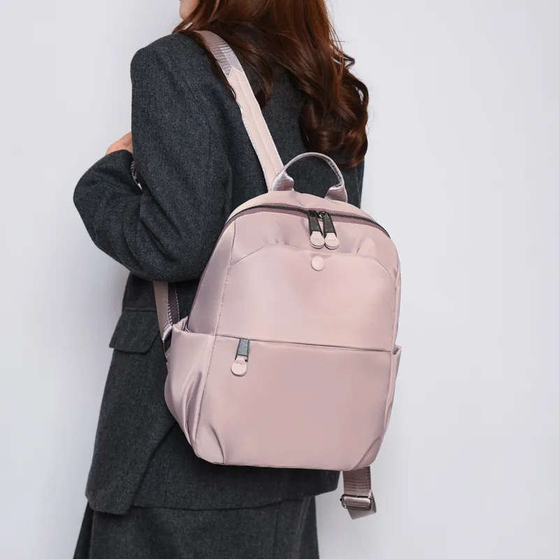 OURFUN Nylon Backpack Women's Ecru/Black/Purple/Khaki-7