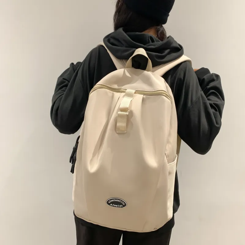 OURFUN Canvas Backpack Unisex White/Ecru/Gray/Black-2