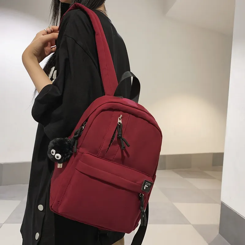OURFUN Nylon Backpack Unisex White/Black/Pink/Burgundy/Light Green-8
