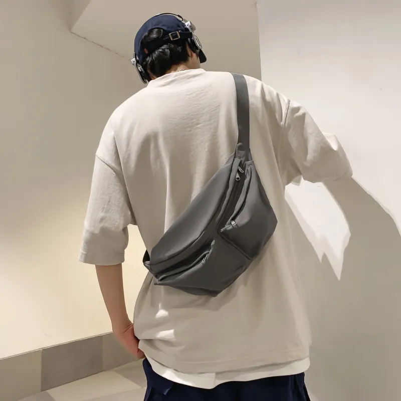 OURFUN Nylon Sling Bag Regular Unisex Gray/Black/White/Orange-3