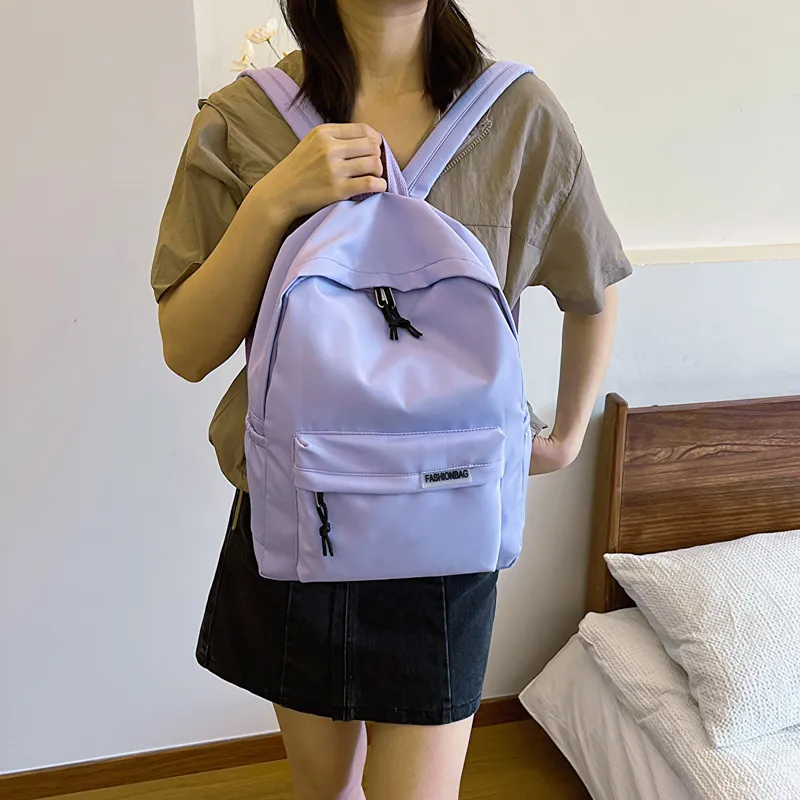 OURFUN Fabric Backpack Regular Unisex Ecru/Black/Orange Red/Violet/Yellow/Green/Blue/Pink-19