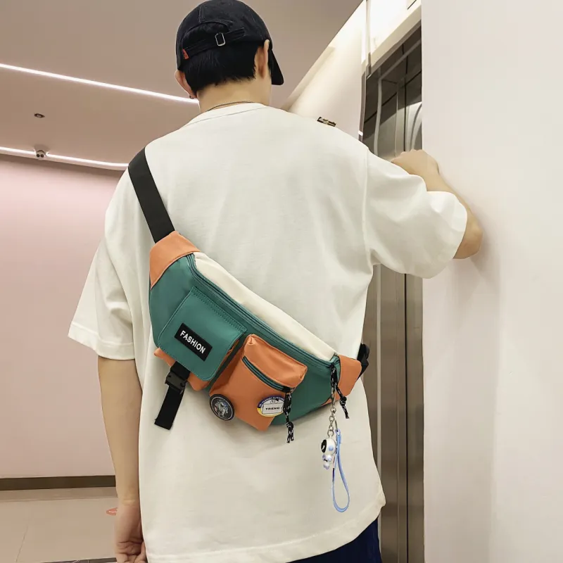 OURFUN Nylon Sling Bag Unisex Black/Green/Blue/Pink-5