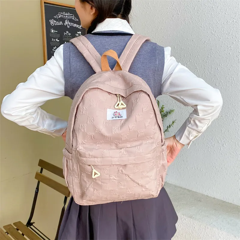 OURFUN Nylon Backpack Regular Unisex Ecru/Black/Blue/Pink/Brown-10